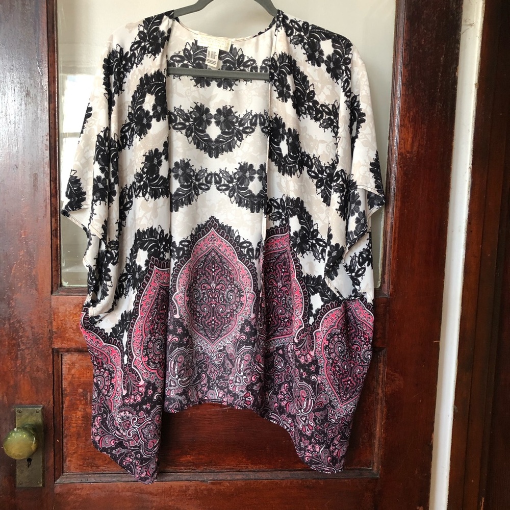 Forever21 Tribal Ethnic Southwest Paisley Flowy Kimono Cardigan Cape 2X